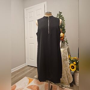 Gold Ray Black Sleeveless Dress with Fringe And Front Zipper NWOT Sz M